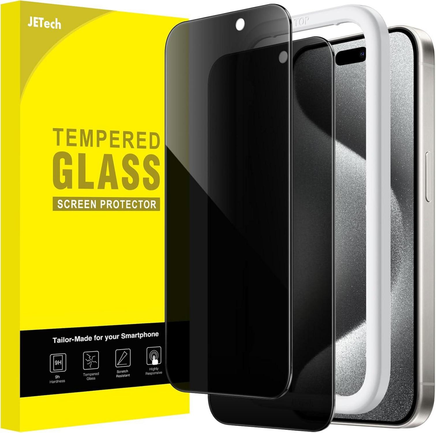 iPhone 15 Pro Sichtschutz 9H Gehärtetes Glas 2 Stück