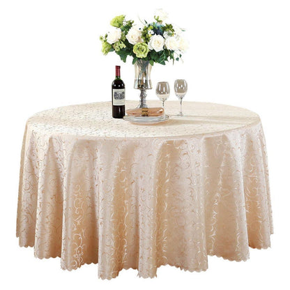 Runde Jacquard Tischdecke Champagnegold 340 cm – Elegant & Vielseitig