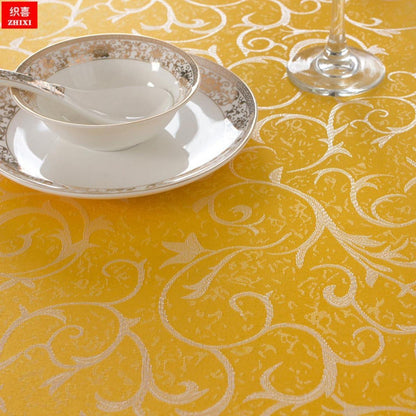 Runde Jacquard Tischdecke Champagnegold 340 cm – Elegant & Vielseitig