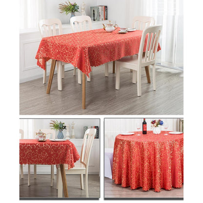 Runde Jacquard Tischdecke Rot, 340 cm – Elegant & Pflegeleicht