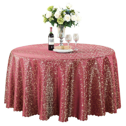 Runde Jacquard Tischdecke Bordeaux 340 cm – Elegant & Pflegeleicht