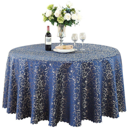 Runde Jacquard Tischdecke Marineblau 360 cm – Elegant & Pflegeleicht