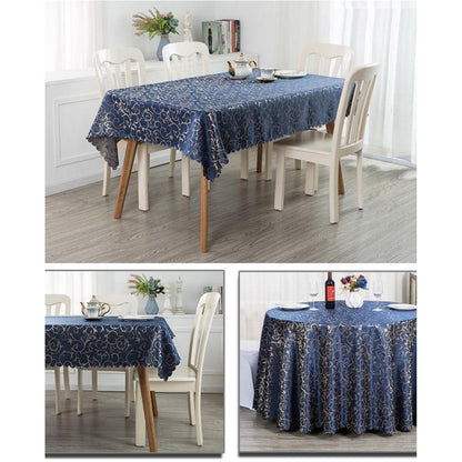 Runde Jacquard Tischdecke Marineblau 340 cm – Elegant & Pflegeleicht