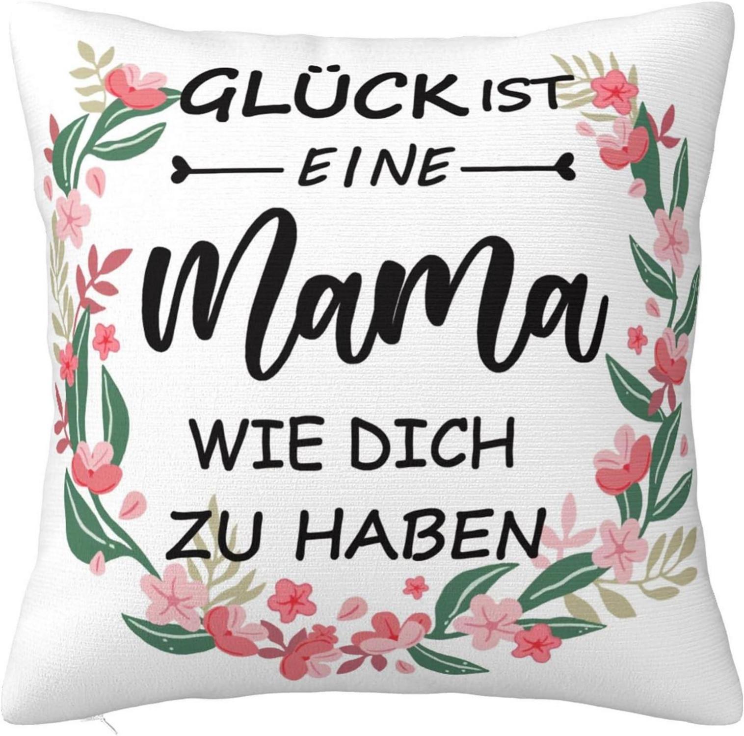 Personalisierter Kissenbezug Mama Geschenk Geburtstag Weiß 45x45cm