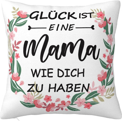 Personalisierter Kissenbezug Mama Geschenk Geburtstag Weiß 45x45cm