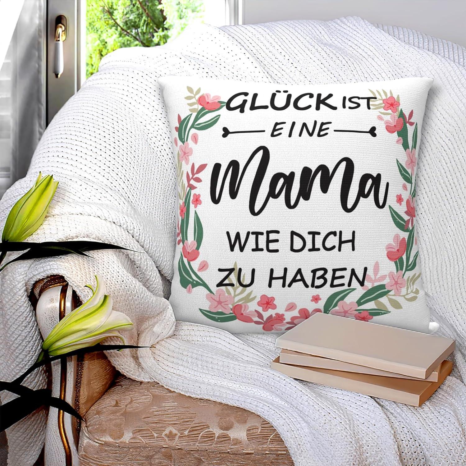 Personalisierter Kissenbezug für Mama 45x45cm Weiß - Geschenkideen Muttertag Geburtstag