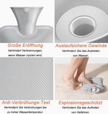 Wärmflasche 2L mit Weichem Bezug für Frauen Schmerzlinderung