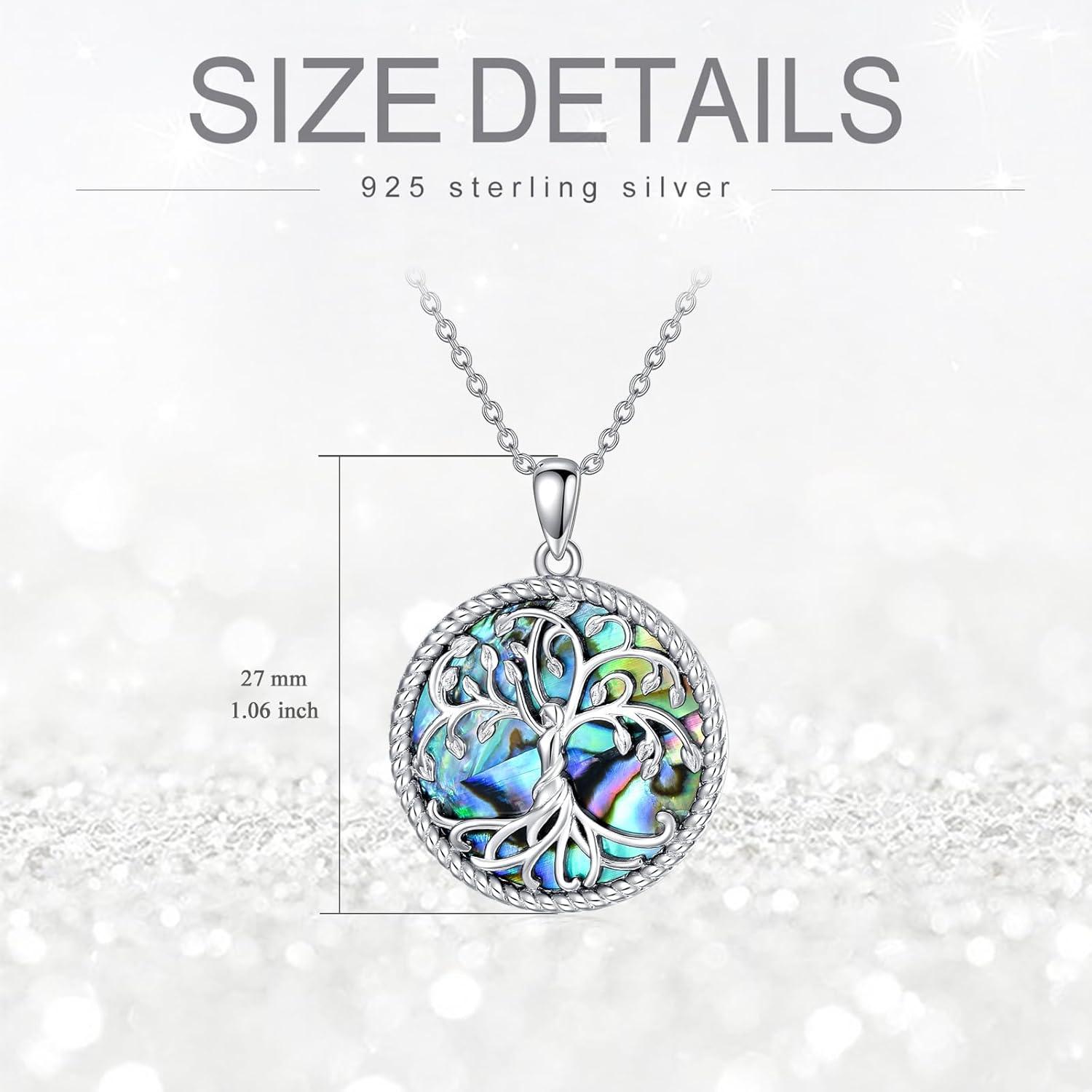VONALA Baum des Lebens Halskette 925 Sterling Silber Abalone