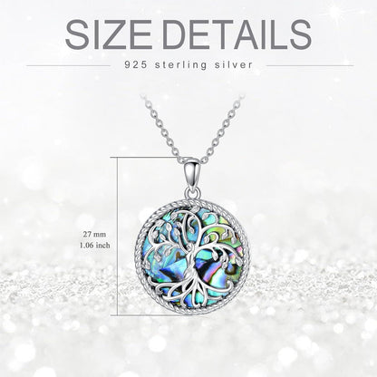 VONALA Baum des Lebens Halskette 925 Sterling Silber Abalone