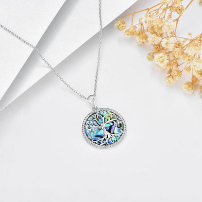 VONALA Baum des Lebens Halskette 925 Sterling Silber Abalone Muschel Anhänger für Frauen