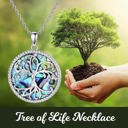 Baum des Lebens Halskette 925 Sterling Silber Abalone Shell Anhänger