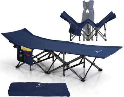Ultraleichtes Campingbett Klappbar mit Seitentasche Marineblau