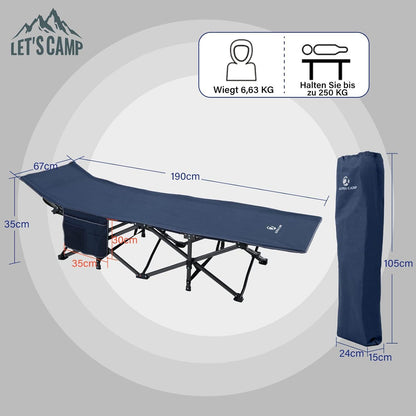 Ultraleichtes Campingbett mit Seitentasche und