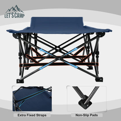Campingbett Feldbett Klappbar Ultraleicht mit Seitentasche Marineblau