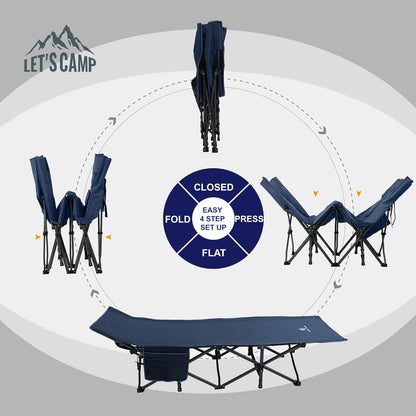 LET'S CAMP Campingbett Klappbar Ultraleicht Gästebett Marineblau