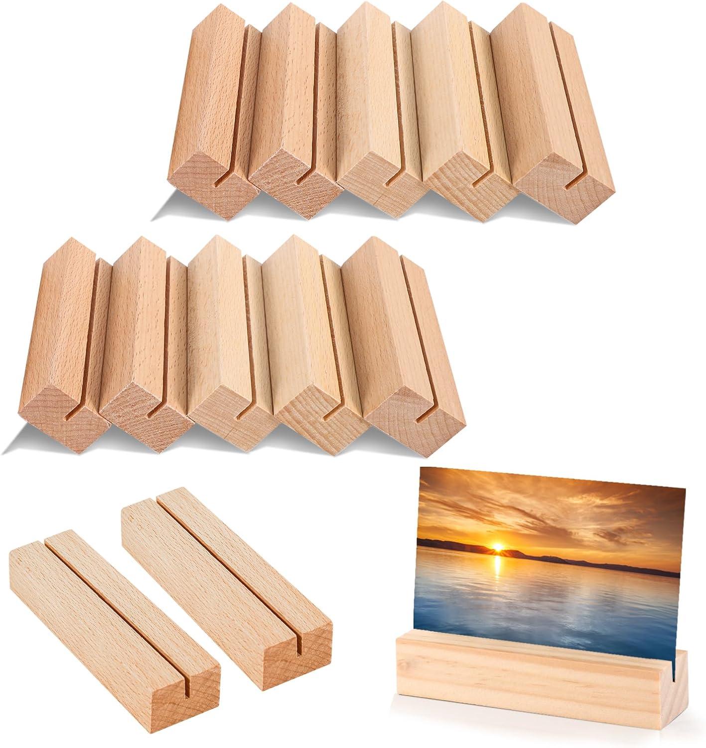 10x Stück Holz Kartenhalter Tischmenühalter Fotohalter für Hochzeit Party