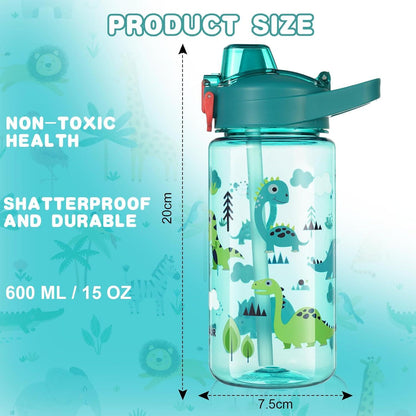 Kinder Trinkflasche mit Strohhalm 600ml Blau BPA-frei