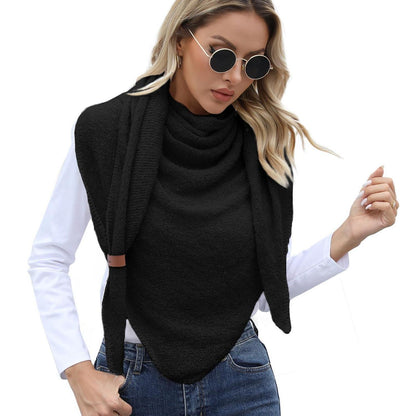 Dreieckstuch Damen Flauschig Weich Kuschelig Schwarz 200x80cm