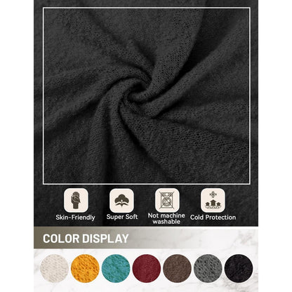 Dreieckstuch Damen Flauschig Weich Kuschelig Schwarz 200x80cm