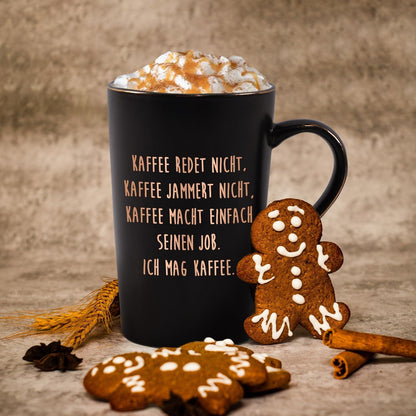 Große Marmor Kaffeetasse mit Spruch Geschenkbox 400ml Schwarz