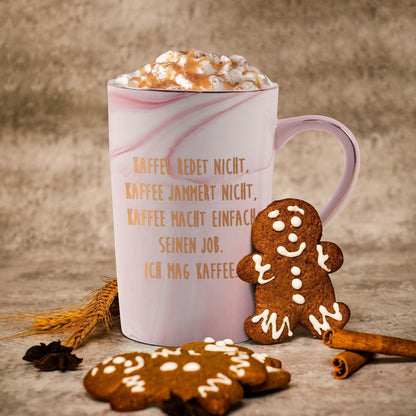 Kaffeetasse mit Spruch, Rosa Marmor, 400ml, Geschenk für Kollegen