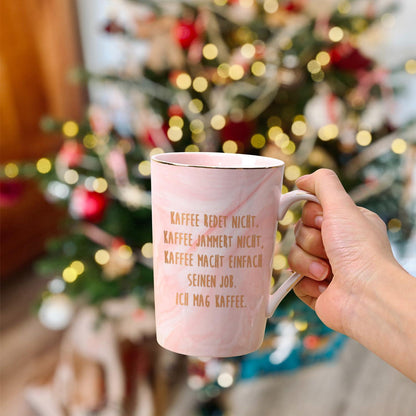 Kaffeetasse mit Spruch, Rosa Marmor, 400ml, Geschenk für Kollegen