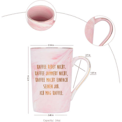 Kaffeetasse mit Spruch, Rosa Marmor, 400ml, Geschenk für Kollegen