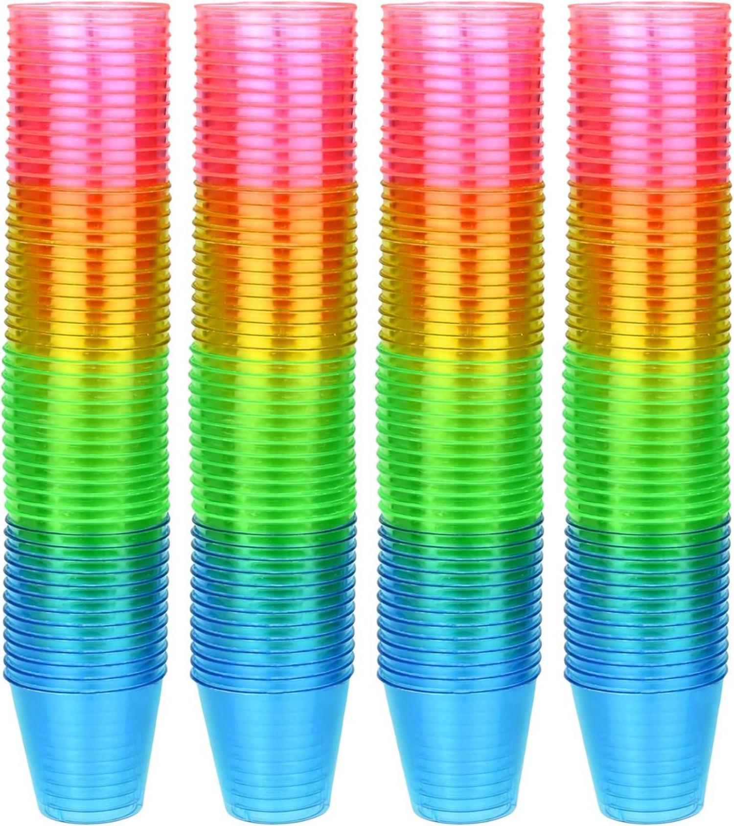200er Set 30ml Regenbogenfarbene Plastik Shotgläser BPA-frei