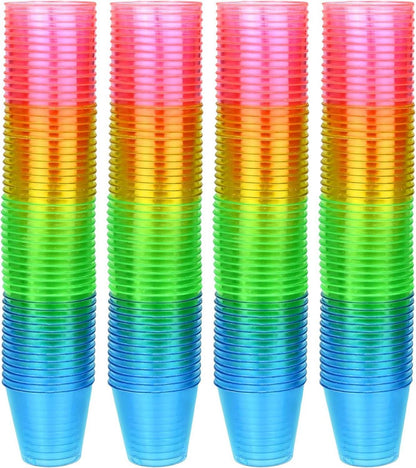 200er Set 30ml Regenbogenfarbene Plastik Shotgläser BPA-frei