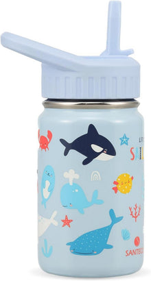 Trinkflasche Kinder Edelstahl 350ml mit Strohhalm Auslaufsicher Thermo