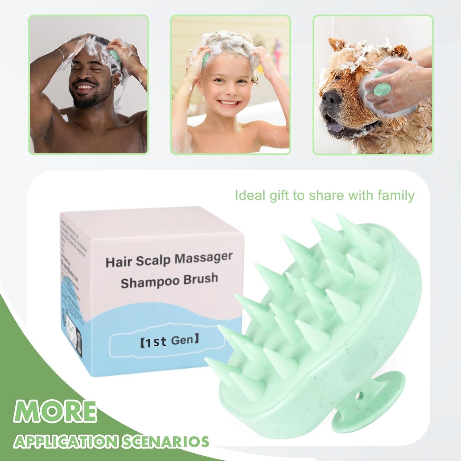 FREATECH Kopfmassagebürste Haarwäsche Haarwachstum Silikon Pflege Minzgrün