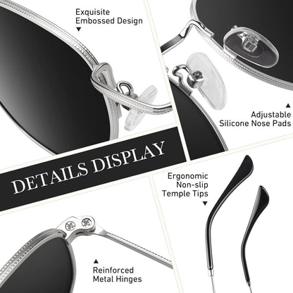 Sunier Polarisierte Sechseck Sonnenbrille Ultraleichter Metallrahmen