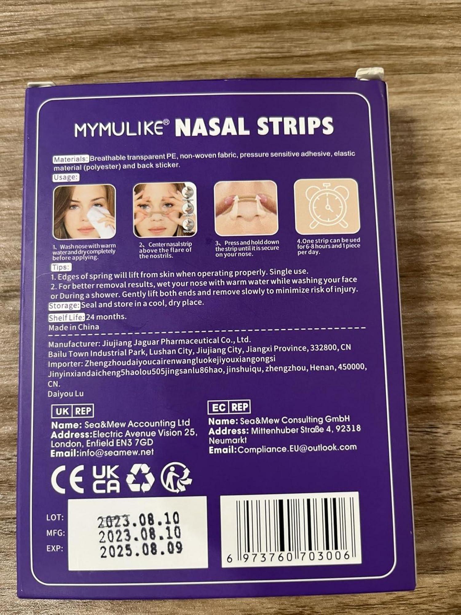 MYMYLIKE Nasenpflaster Lavendelgeschmack 60 Stück anti Schnarch Nasenstrips 66 x 19mm