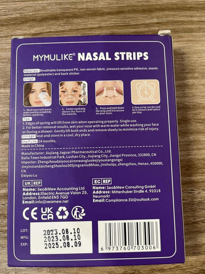 MYMYLIKE Nasenpflaster Lavendelgeschmack 60 Stück anti Schnarch Nasenstrips 66 x 19mm