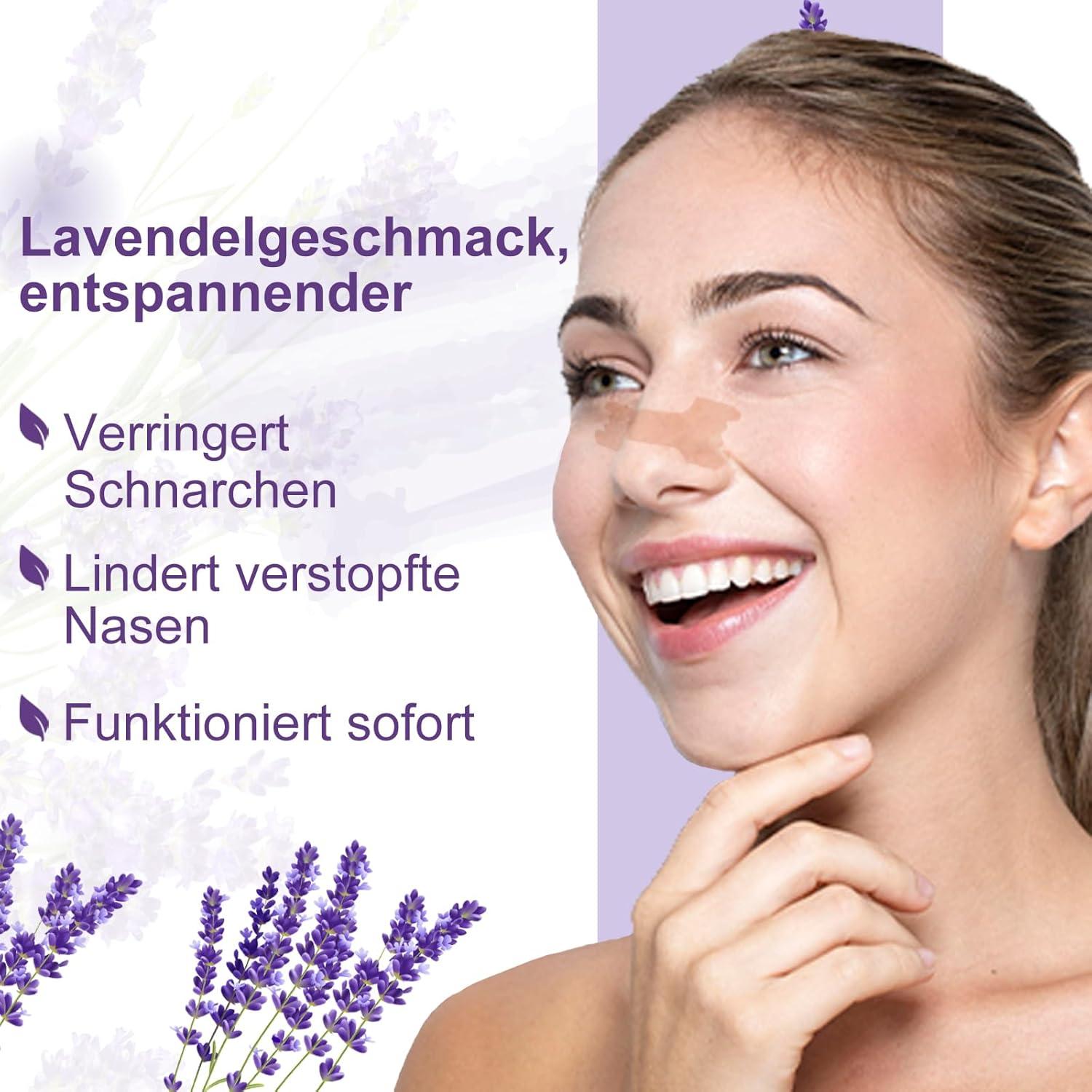 Nasenpflaster 60 Stück Lavendelgeschmack Anti Schnarch für Besseren