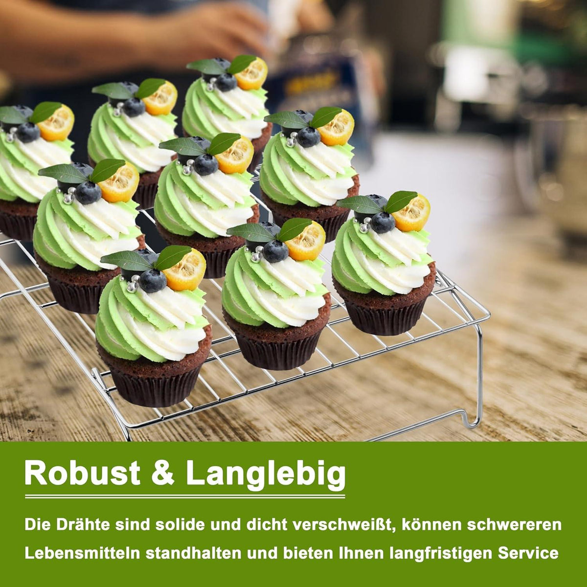 Joyfair 3-stöckiges Edelstahl Kuchengitter Set 38,1x25,9cm - Stapelbar & Spülmaschinenfest