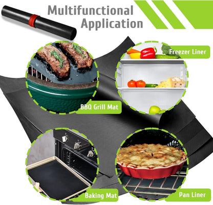 KitchenRaku Universal Teflon Ofeneinlagen 32x50cm 2er Set - Schwarz