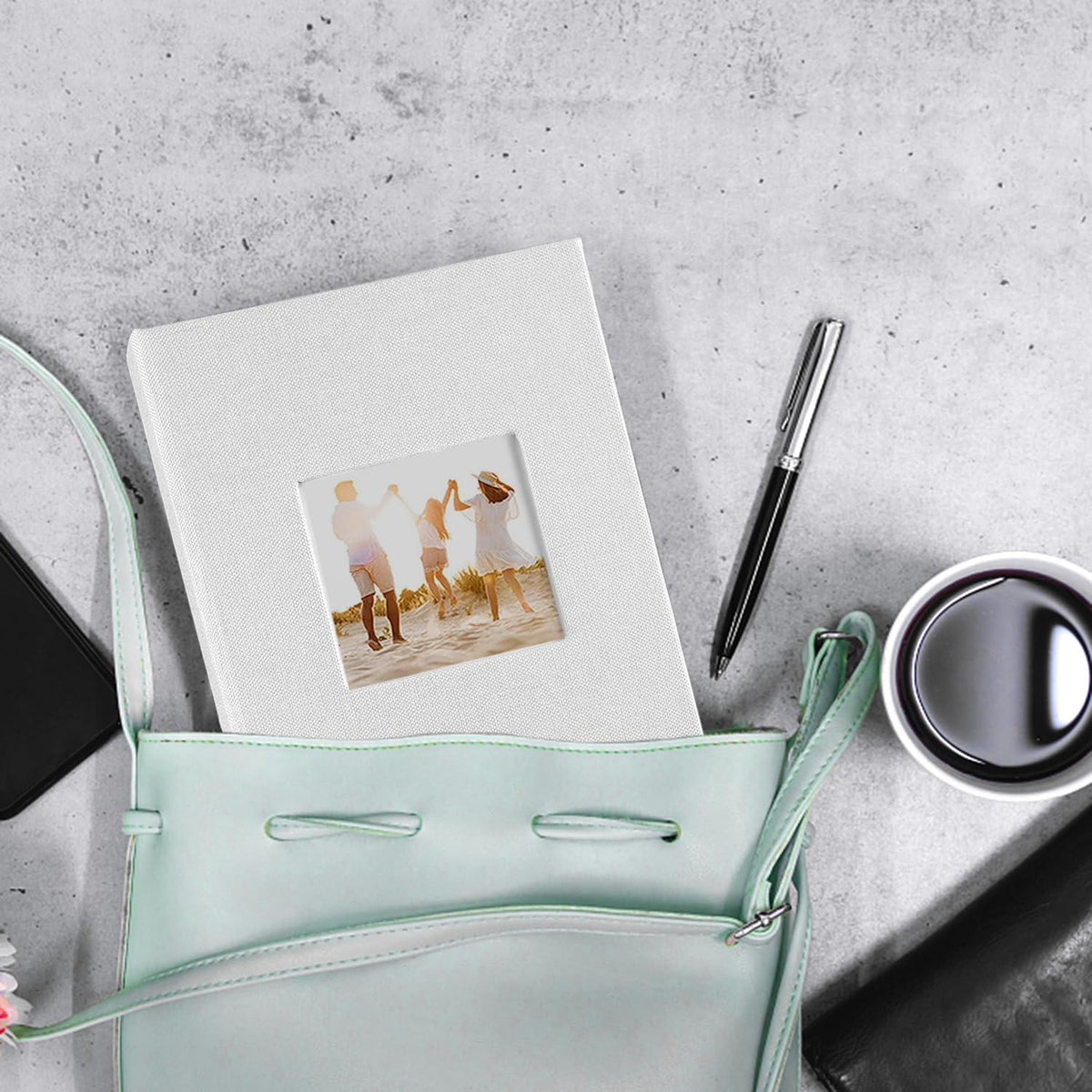Kleines Fotoalbum Weiße Leinenhülle 100 Fotos 15x10 cm 2er-Pack