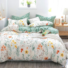 Bettwäsche Blumen Baumwolle Reißverschluss 155x220cm 80x80 Kissenbezug