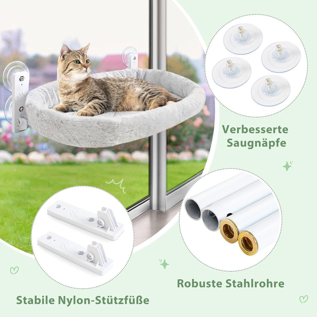 Katzen Fensterliege Hängematte Klappbar 18kg Grau 53x30cm