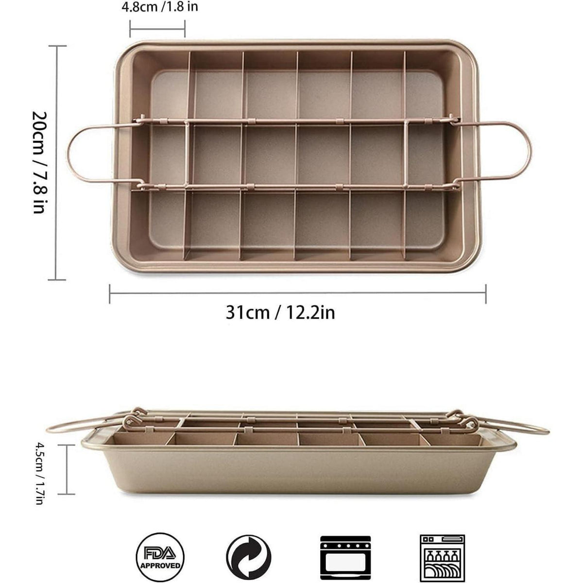 Brownie Backform mit Trennwänden – 18 Portionen