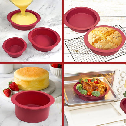 2er Set Silikon Kuchenform Rund 10cm Antihaft Backform Käsekuchen Brot
