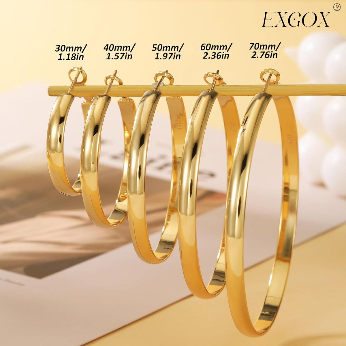Creolen Silber 925 Damen Groß 14K Vergoldete Ohrringe Gold 30/40/50/60/70mm