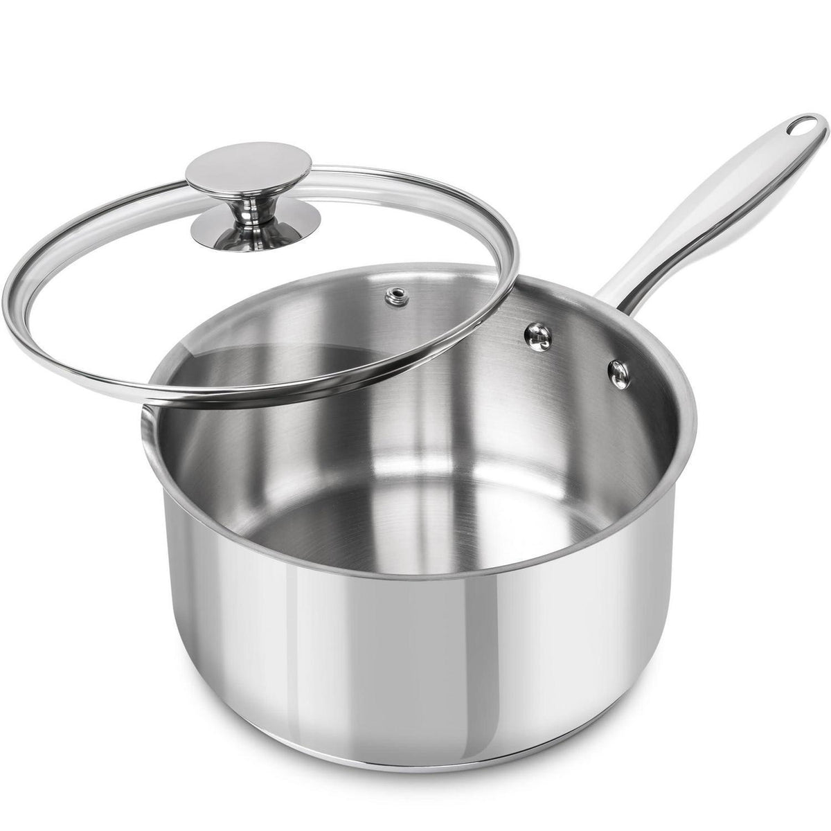 Edelstahl Stielkasserolle mit Deckel, 2.8L, Induktionsgeeignet