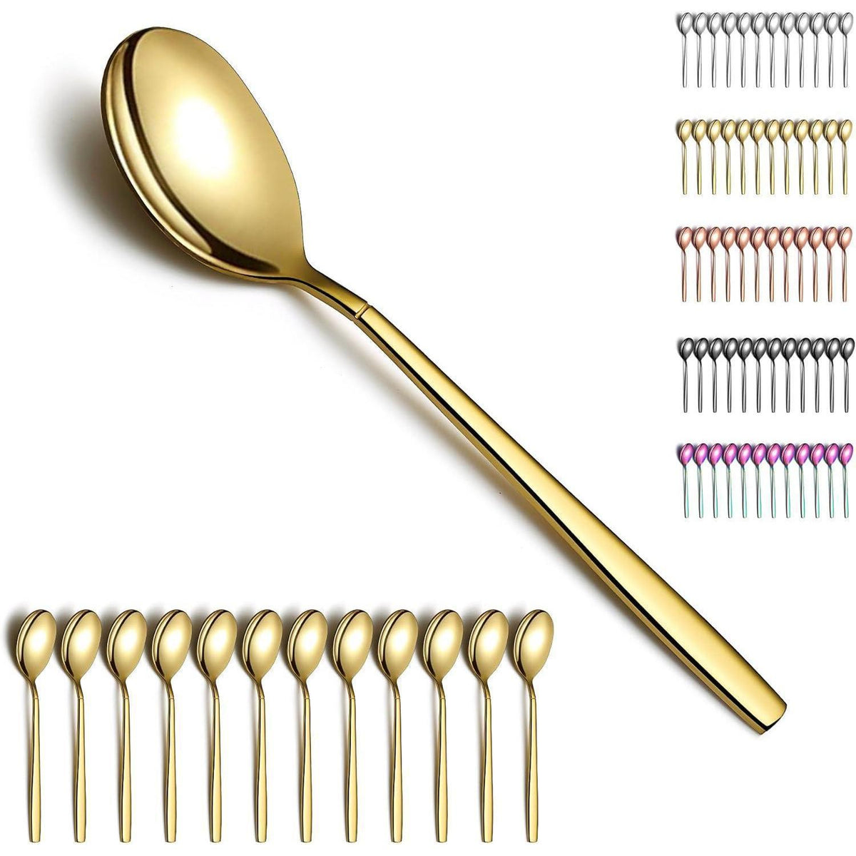 Suppenlöffel 12er Set Titan vergoldet Edelstahl modern