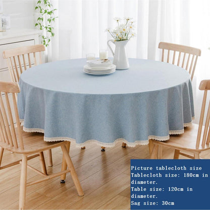 Runde Baumwollleinen Tischdecke 280cm Hellblau
