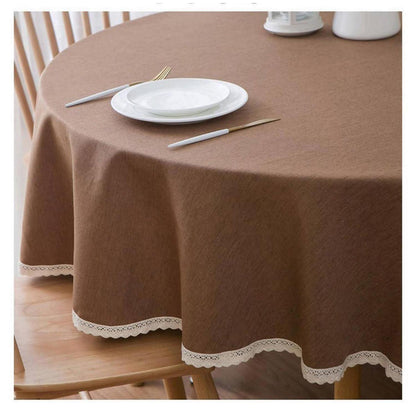 Runde Baumwollleinen Tischdecke Dunkelbraun 280 cm