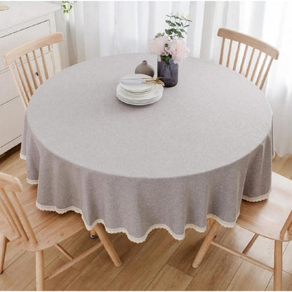 Runde Baumwollleinen Tischdecke 280 cm – Hellgrau