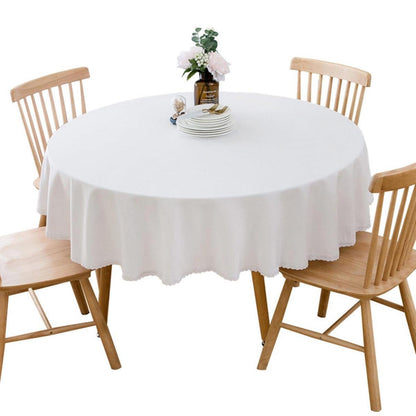 Runde Baumwollleinen Tischdecke 260 cm – Weiß