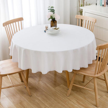 Runde Baumwollleinen Tischdecke 260 cm – Weiß